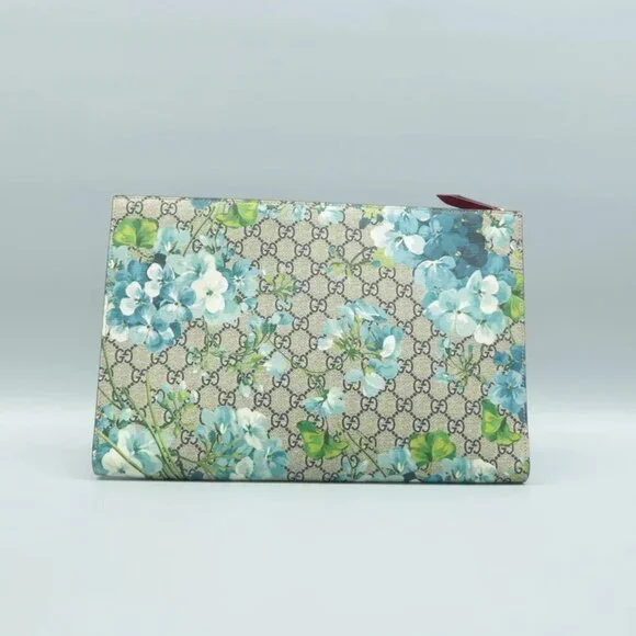100% Authentic GUCCI Blooms Blue Canvas Clutch Bag 552-060724 - Picture 2 of 12